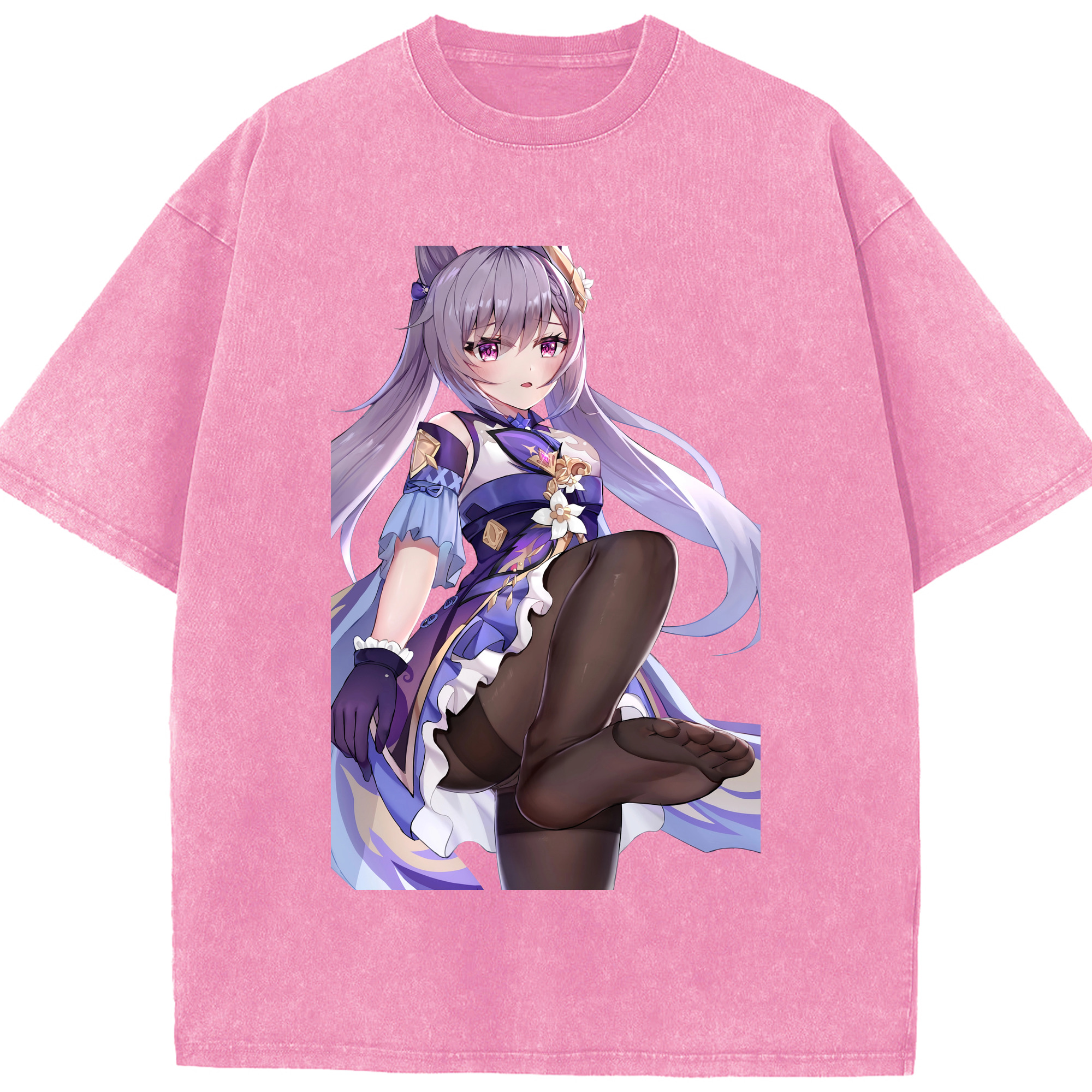 げんし神 刻晴 こくせい genshin Kokusei 綿100% ヴィンテージ風 半袖Tシャツ（フロントプリント）